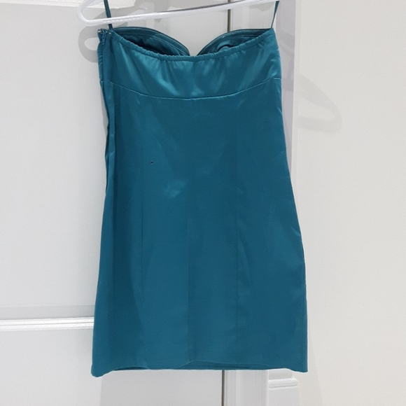 NWT Satin Teal "Mermaid" coloured Sweetheart Dress- Size S -30%Cotton - Picture 5 of 8